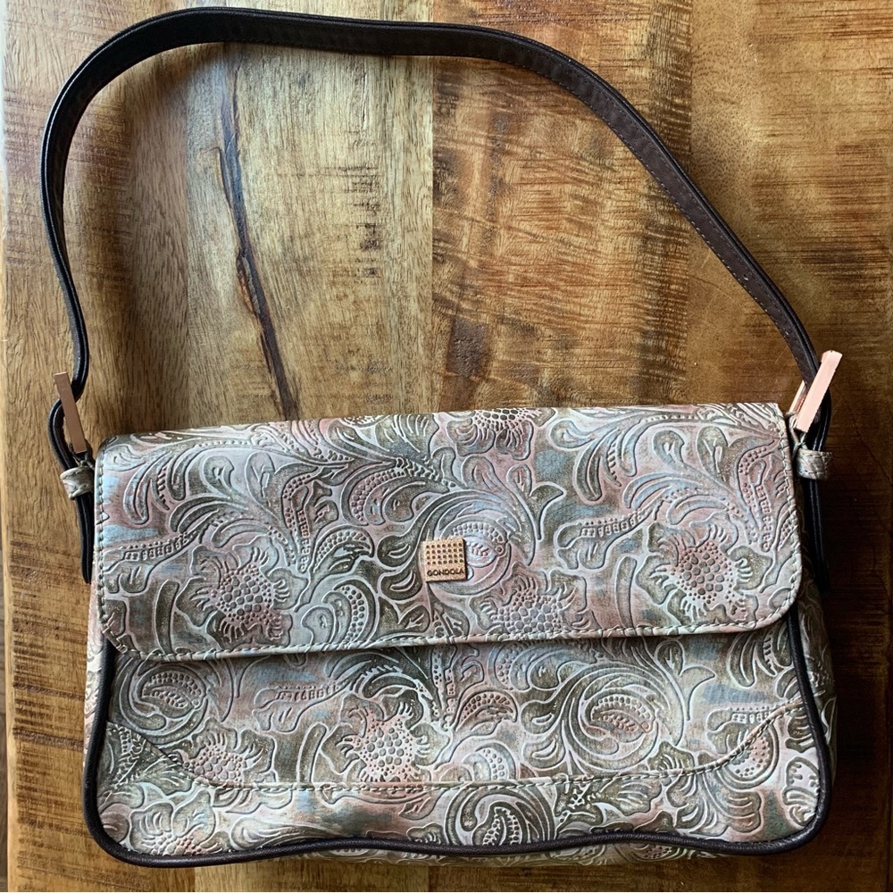 Embossed Paisley Print Shoulder Bag